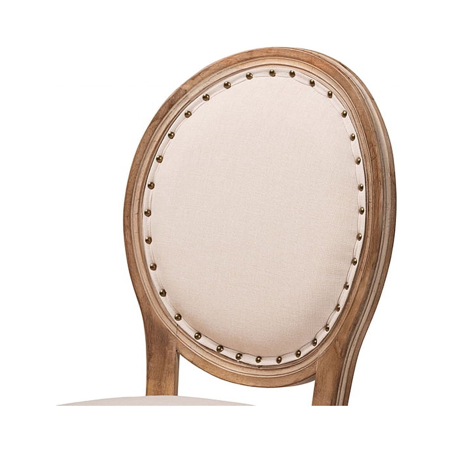 Baxton Studio Louis Traditional French Inspired Beige Fabric Upholstered and Antique Brown Finished Wood 2-Piece Dining