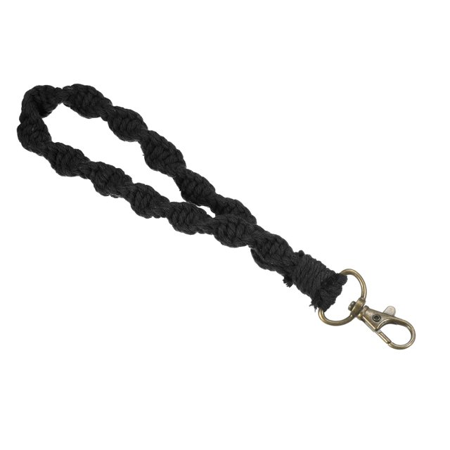 Unique Bargains Wrist Lanyard for Keys, Braided Twisted Keyring Hand Wrist Lanyards, Black