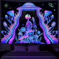 thumbnail image 1 of Tapiz fluorescente con forma de esqueleto de Halloween, nave espacial, 150 x 150 cm, 1 of 1