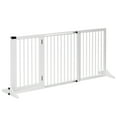 thumbnail image 2 of PawHut Wooden Freestanding Pet Gate Adjustable w/ Door Lock Safe Barrier White, 2 of 7