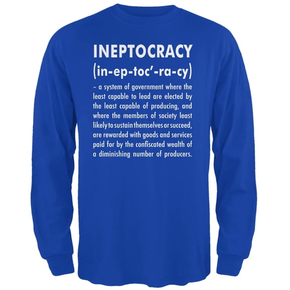 Old Glory Mens Ineptocracy Definition Long Sleeve Graphic T Shirt