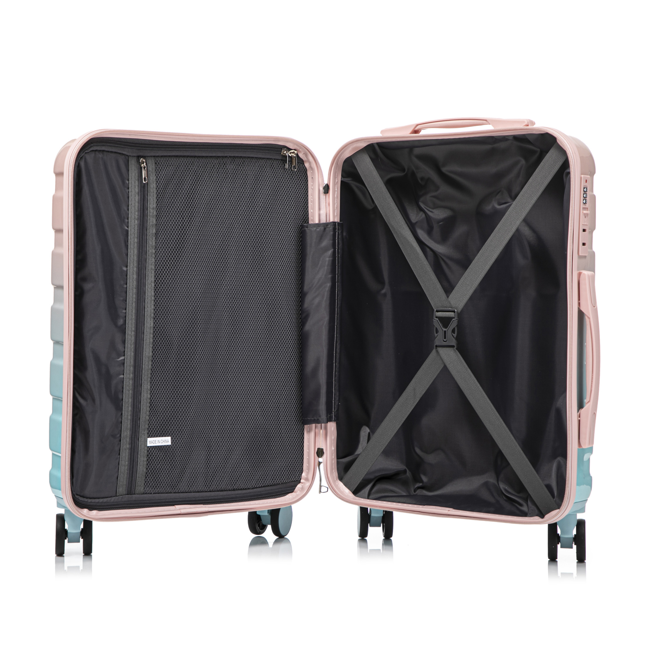 Noble House Vance 20"/14" Hardshell Spinner Luggage Set, Carry-On Suitcase and Cosmetic Case, Blue & Pink, Set of 2