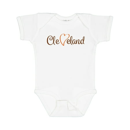 

Inktastic Cleveland Heart Cursive Orange Gift Baby Boy or Baby Girl Bodysuit