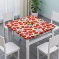 thumbnail image 3 of Red Strawberry Plants Fruit Dot Square Fitted Tablecloth with Elastic Edge,Square Table Cover,Washable Elastic Table Cover for Home Kitchen Party Decor 34"x34", 3 of 6