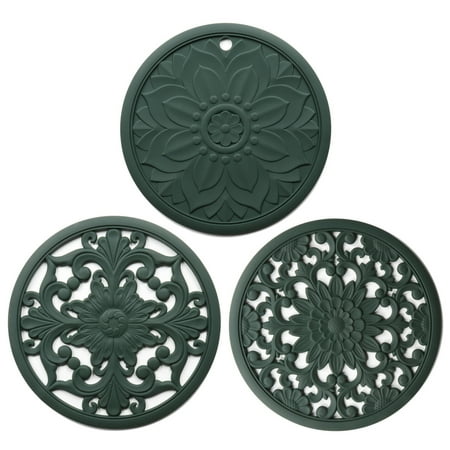 

BONYOUN Kitchen 3Pcs Exquisite Hollow Carved Silicone Insulation Pad Anti-scald Pot Mat Coaster