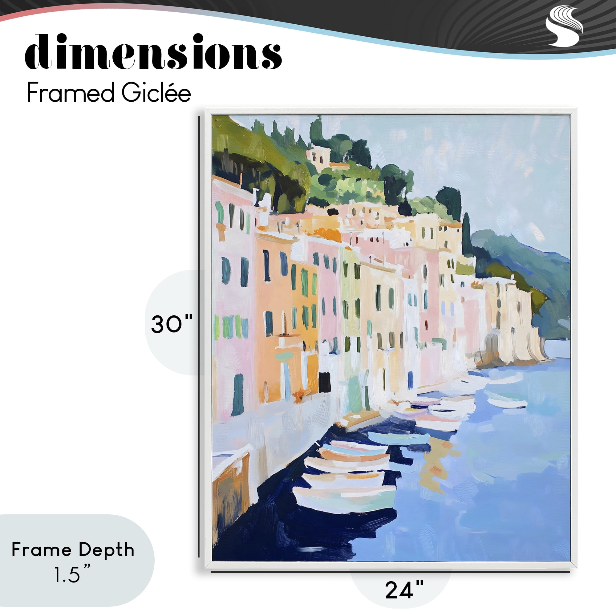 Stupell Industries Portofino Harbor View White Framed Giclee Art, design by The Prints Vibe