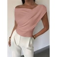 thumbnail image 6 of Women Summer Off the Shoulder Crop Cute Tops Sleeveless One Shoulder Ruched Y2K Going Out Tank Top Pink L, 6 of 7