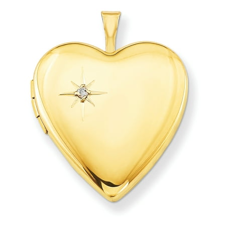 White Gold Heart Charm 1/20 Gold Filled 20mm Diamond Heart Photo Pendant Charm Locket Chain Necklace That Holds Pictures W/chain Gifts For Women For Her ()