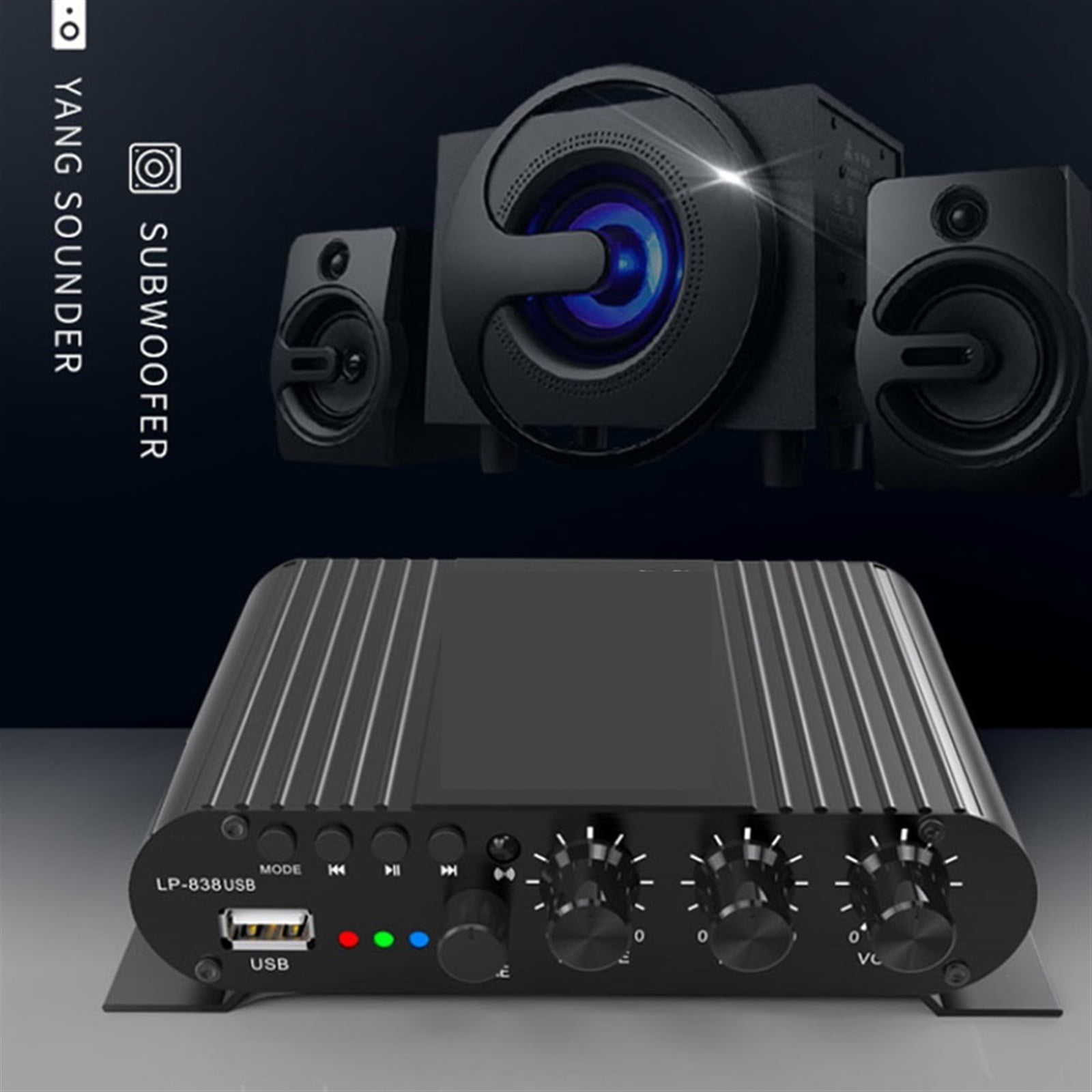 Car Power Amplifier 38W X 2R/L Stereo+50W Subwoofer Amplifier Hi-Fi Integrated Mini Speaker Amp Receiver 12V ,Bass Treble Control