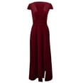 thumbnail image 3 of UPPADA Robe à Col Rond pour Femmes, Couleur Unie, Robes d'Invitée de Mariage, Ceinture, Cocktail, Fête, Tenue de Travail, Coupe Ajustée, Robe Crayon, Robes Midi Décontractées, Aubaines, 3 of 8