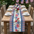 thumbnail image 3 of 4th of July Patriotic Table Runner, Independence Day 250th Anniversary Tablecloth Decor, 13x47 Inch Linen Look Red White Blue Table Decor for Adult Home Party and Dining Room, 3 of 5