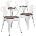 thumbnail image 2 of Flash Furniture 4 Pk. White Metal Chair with Wood Seat and Arms, 2 of 14