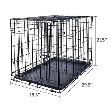 VIBRANT LIFE WIRE DOG CRATE, SINGLE-DOOR, DIVIDER AND LEAK-PROOF TRAY, METAL, FOLDABLE, DURABLE, BLACK, 30″