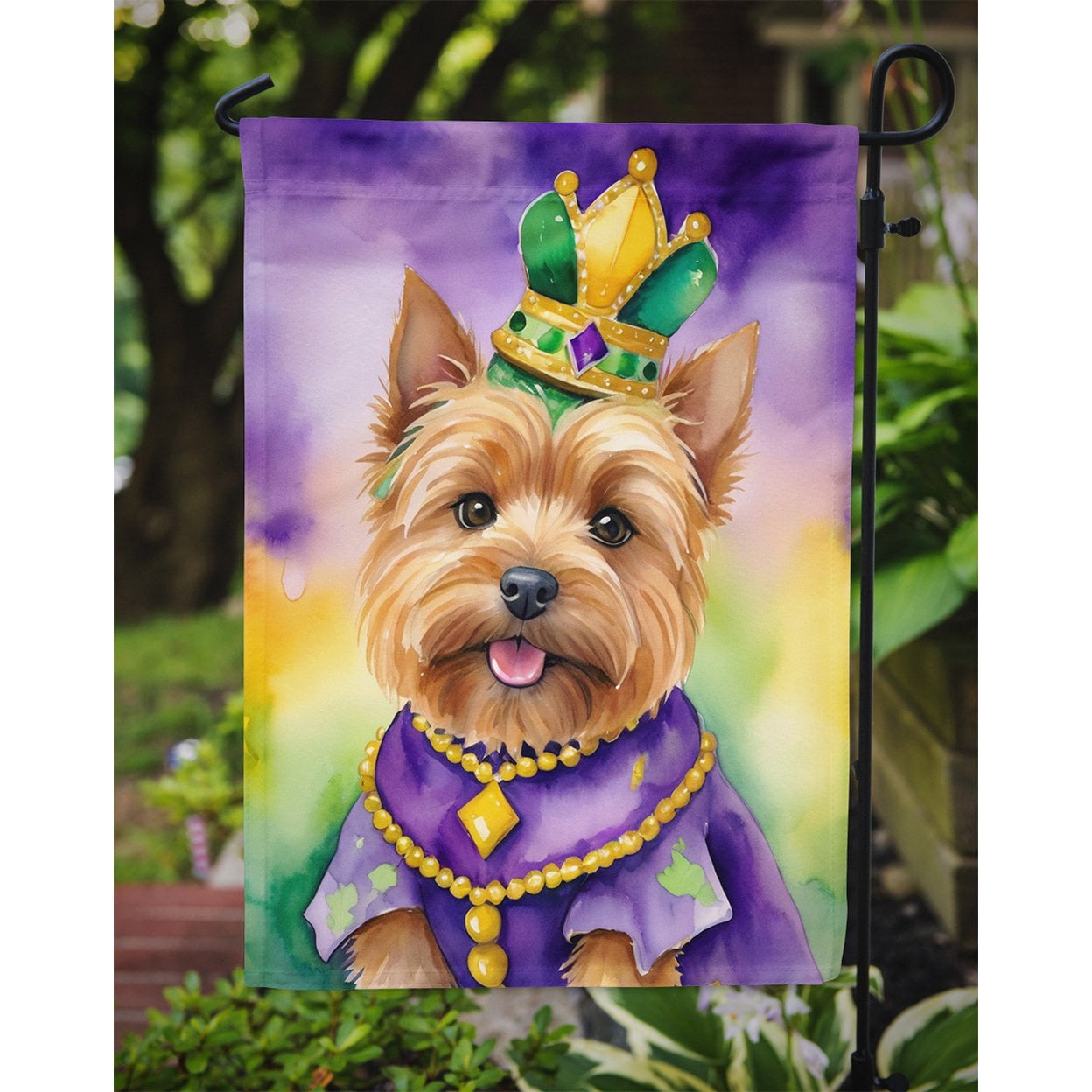 Norwich Terrier King of Mardi Gras Garden Flag 11.25 in x 15.5 in