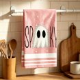 thumbnail image 2 of Hand Towel,Light-Pink Ghost Print Bow Accent Soft Absorbent Decorative Fabric for Bathroom Kitchen Home Decor 23.62x15.75 Inch, 2 of 8