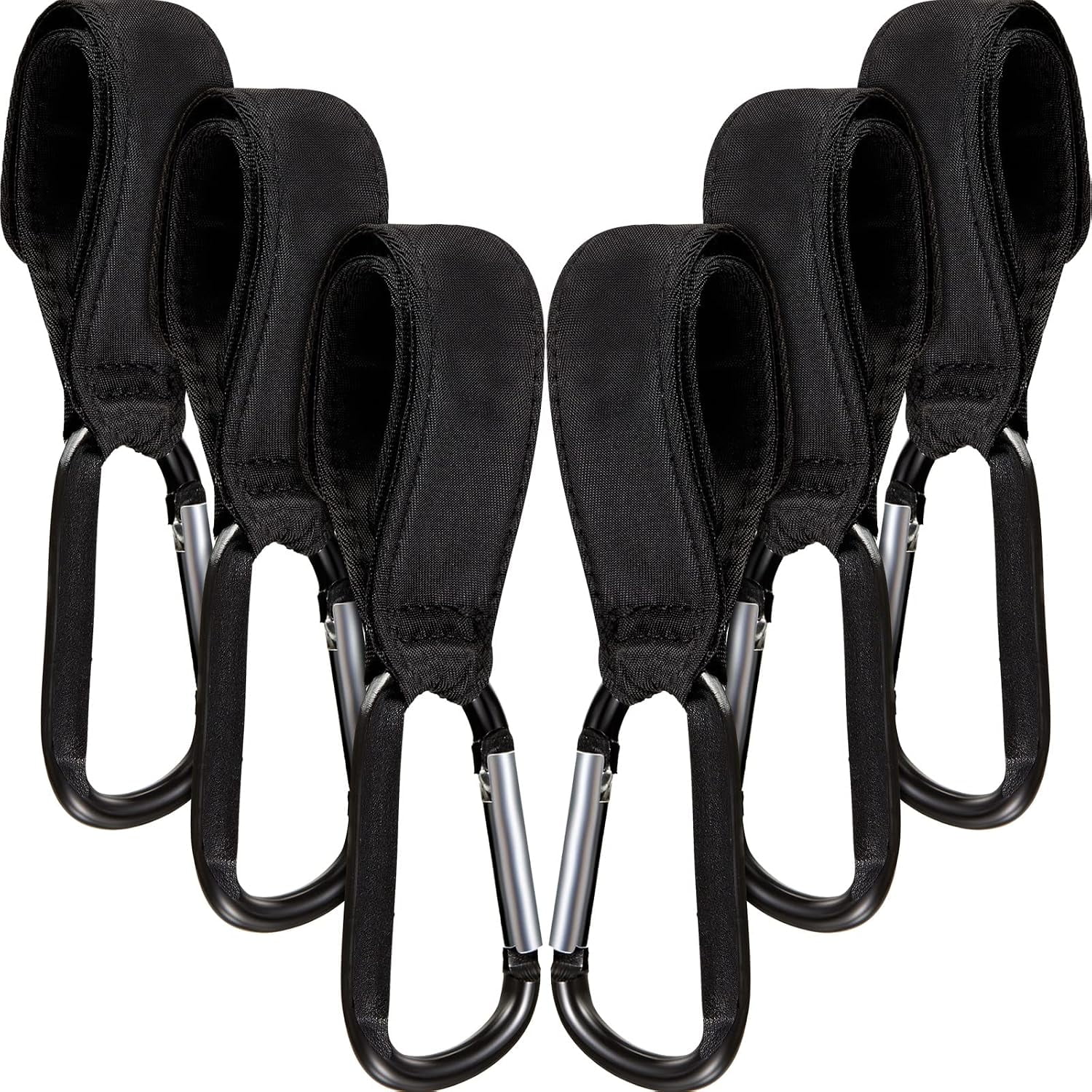 RIONIMA 6 Pack Baby Stroller Hooks for Bags Non-Slip Stroller Clips for Hanging Diaper Bags Adjustable Carabiner Clips,Universal Hooks Accessories for Bike,Wheelchair Walkers,Scooter Or Shopping