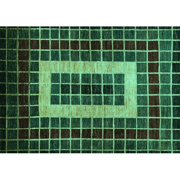Ahgly Company Indoor Rectangle Abstract Turquoise Blue Modern Area Rugs, 2' x 3'