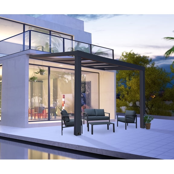 Palram - Canopia Stockholm 11' x 12' Polycarbonate/Aluminum Patio Cover - Gray/Clear