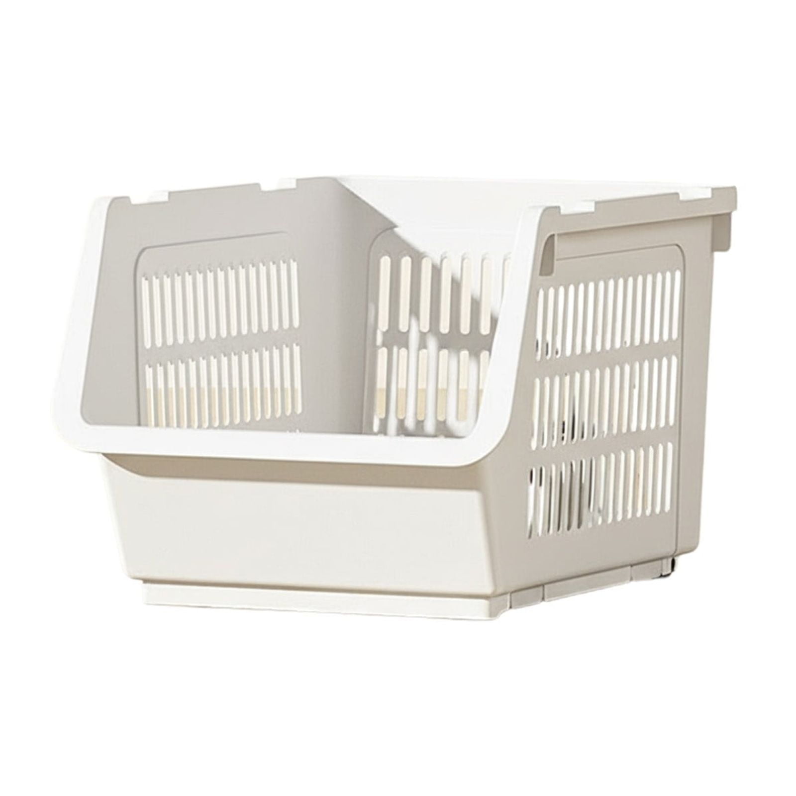 3 Pack Stackable Storage Baskets, Large Capacity Stackable Storage Bins Open Front, Space Saving Home Organization for Kitchen Bedroom Office
