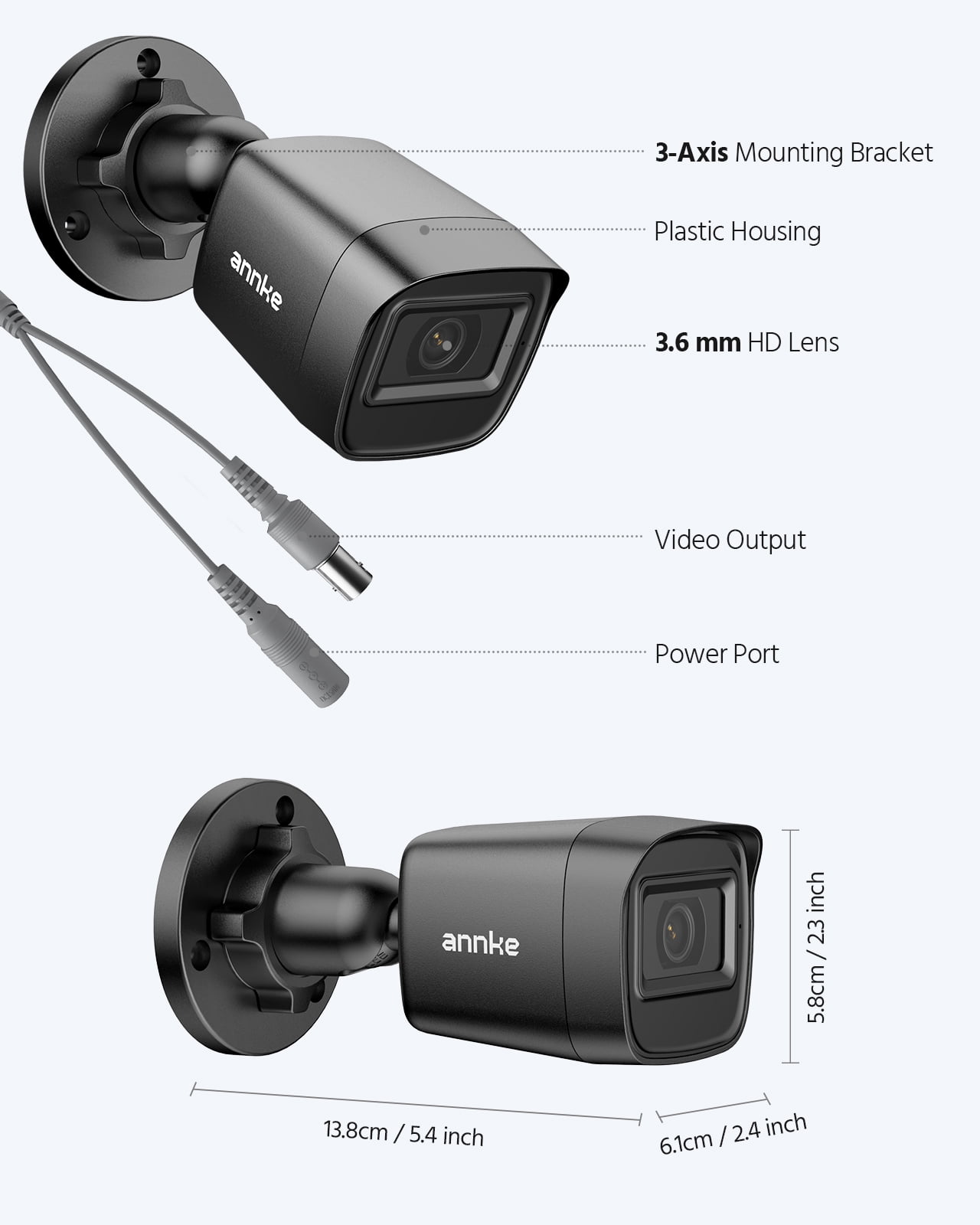 ANNKE 2MP Wired Security Camera, 1080P HD TVI Add-on Outdoor CCTV Bullet Cameras, 66ft IR Night Vision, IP67 Weatherproof for Home & Business Surveillance, 4 Pack