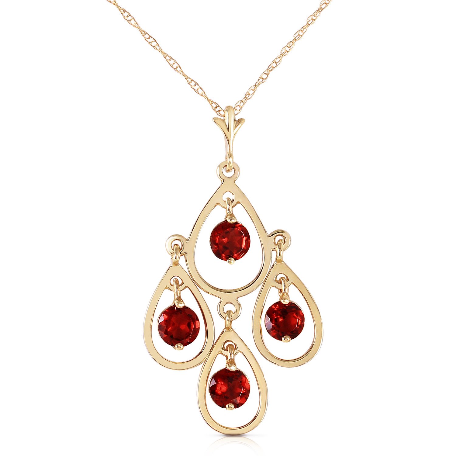 Galaxy Gold 14K Solid Gold Natural Garnet Necklace for Women - Yellow Gold Fine Jewelry