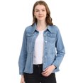 thumbnail image 1 of INSPIRE CHIC Women's Jeans Jackets Button Down Long Sleeves Washed Denim Jacket, 1 of 5