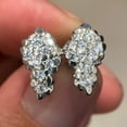 thumbnail image 6 of Mens and Womens Real Solid 925 Sterling Silver Iced Bling Nugget Earrings Flooded Out CZ 16MM Screw Back, 6 of 9