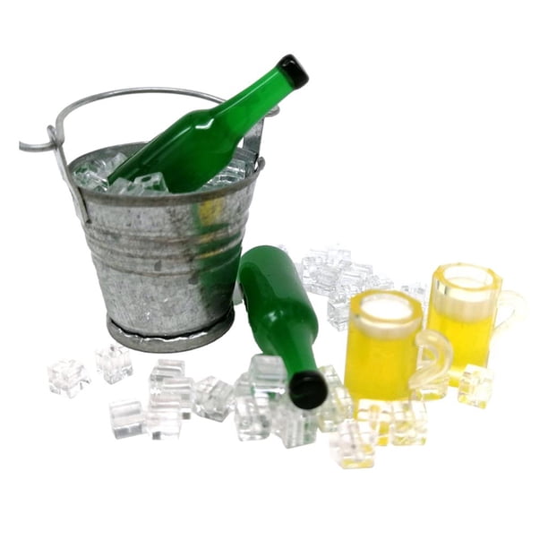 Moderno 1/12 1/6 Mini botella + Juego de cubos de Verde Zulema Doll Bebidas Juega Cocina