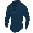 thumbnail image 1 of pstuiky camisa de manga larga para hombre, Camisa deportiva de manga larga con cremallera de color liso para hombre top de hombre s, 1 of 2