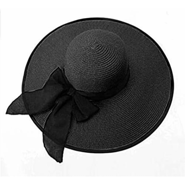 Womens 5.5 Inches Big Bowknot Straw Hat Large Floppy  display picture 1