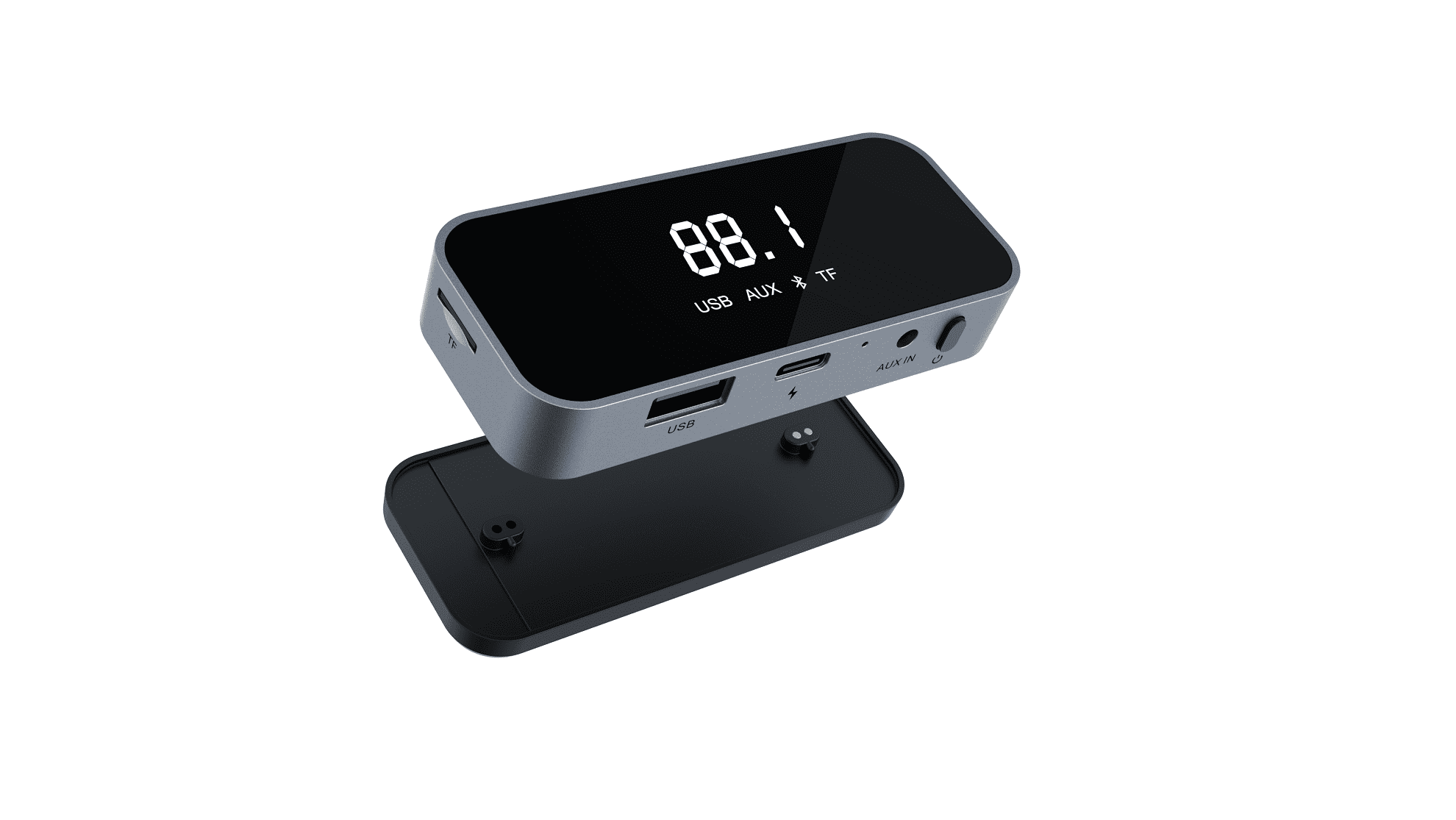 Autodrive Solar Powered BT FM Transmitter with Remote via Multi-Input Compatible with Smartphone,3.5x2.5x0.875' 1 Unit Pack