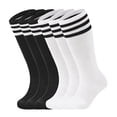 thumbnail image 2 of Zando 6 Pairs Kids Toddler Youth Soccer Socks Baseball Softball Socks for Boys Girls Knee High Socks with Stripes 3-12 Years, 2 of 7