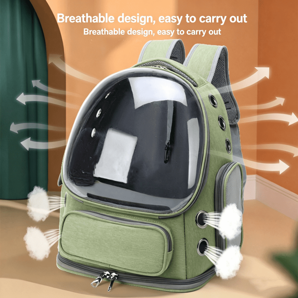 FENGCAI Cat Backpack Carrier, Breathable Cat Carrier Large Space Bubble Pet Backpack for Kitty Small Dog up to 16lbs-Green