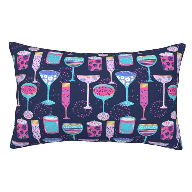 Balery Wine Glasses And Cocktails Funda de Cojín Estampada, Regalos para Mujeres, Regalos de Amor para Ella, Regalos para Novia o Esposa, Funda de Almohada-16"x24"