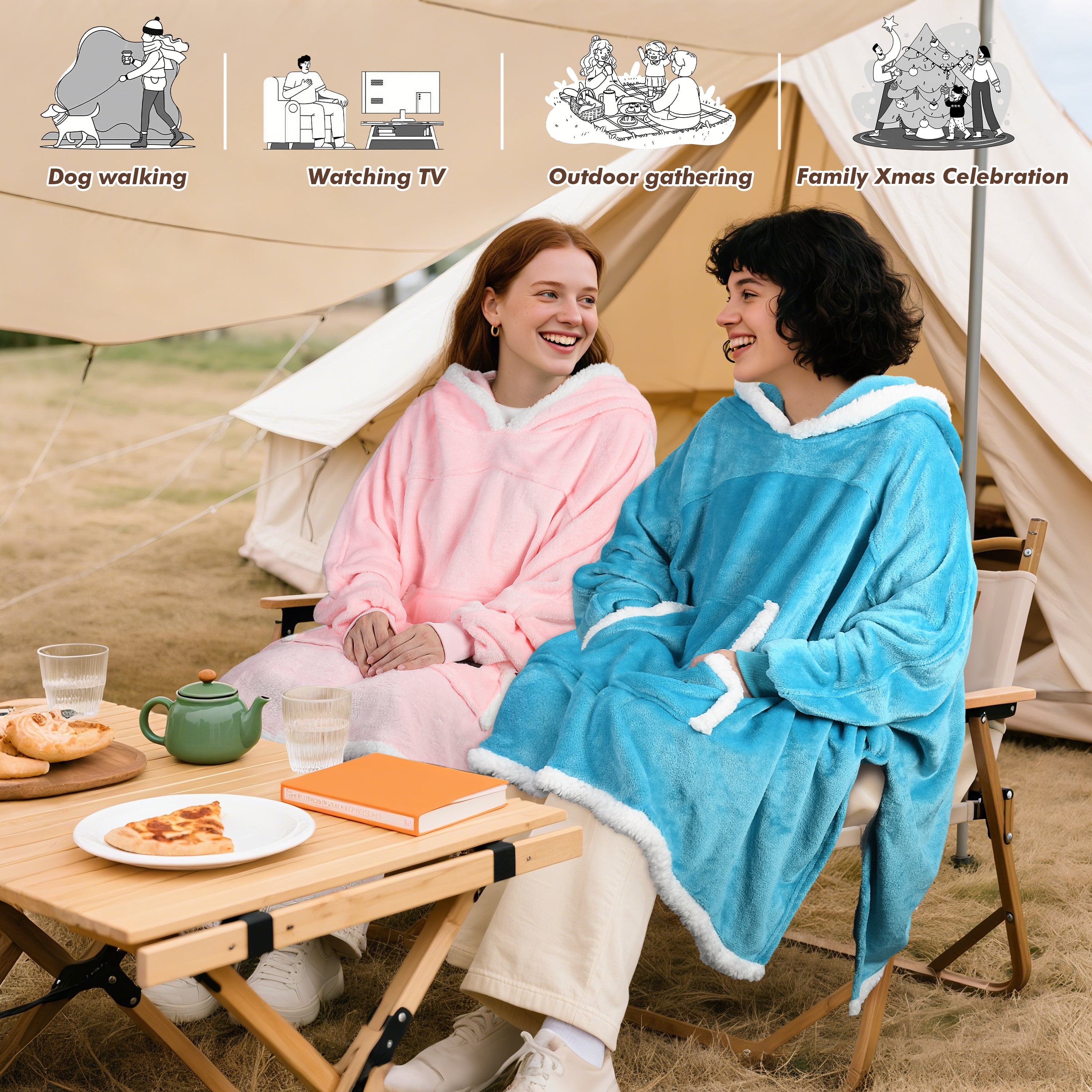 Oversized Hooded Poncho Cape, Casual Hoodie Sweatshirt, Batwing Coat Pullover | Light Weight, Cozy, Comfortable, Roomy | for Adults Women Men Teens