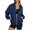 Navy, variant on QTSHPN Hoodless Jacket for Women Winter Long Sleeve Zip up Casual Solid Color Lined Zipper Collar with Pockets Womens Sweatshirts Rose Gold XXL