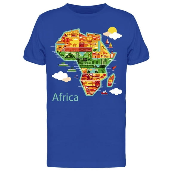 Cartoon Map Of Africa Art T-Shirt Men -Image by Shutterstock, Male XX-Large