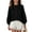 Black, variant on Boho Linen Tops for Women Ruffle Crew Neck Long Balloon Sleeve Blouse Retro Loose Fit Breathable Shirts Wine XL