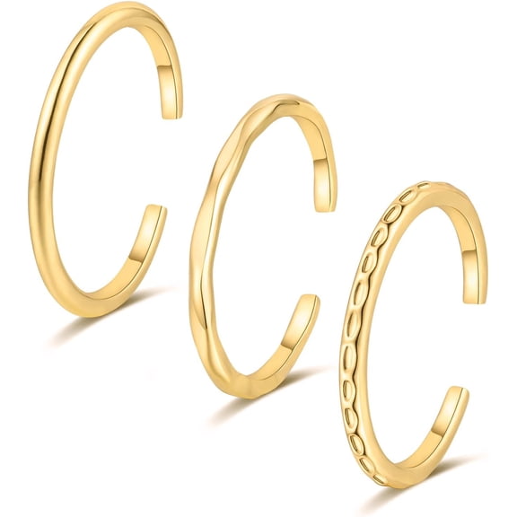 3PCS 14K Gold Filled Toe Rings for Women - Adjustable Hawaiian Open Toe Ring Set - Durable and Delicate Jewelry