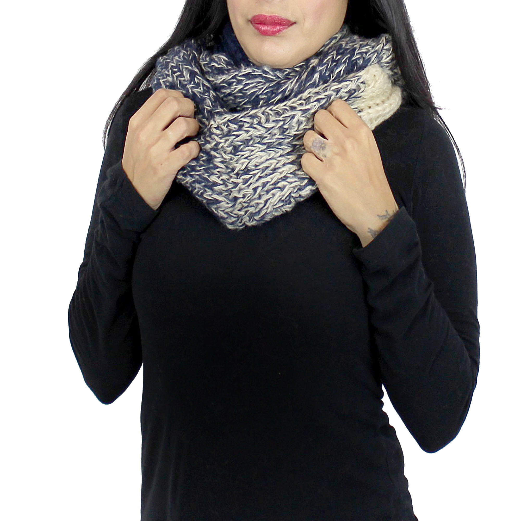 Chunky Soft Acrylic Knit Pointed Snood|Infinity Scarf 