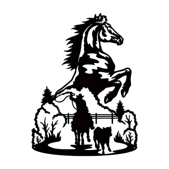 ​Sdcart Galloping Horse Metal Wall Art - Equestrian Silhouette Decor Running Stallion Gallery Flat Iron Artwork Western Movement Theme Ranch Accent Dynamic Motion Animal Sculpture Matte Finish​