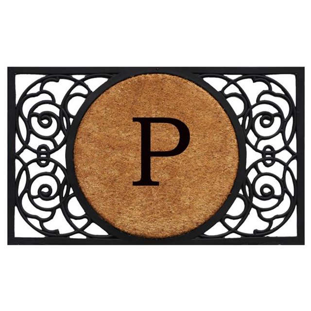 Calloway Mills 180032236P 22 x 36 in. Armada Circle Monogram Rectangular Doormat, Natural & Black - Letter P