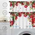 thumbnail image 5 of Christmas Poinsettia Curtain Valances 3 Piece Set Upper Curtain 52'''' Lx18'''' W & Lower Curtain 36'''' L X 26'''' W X2 Kitchen Windows Decor Red, 5 of 7
