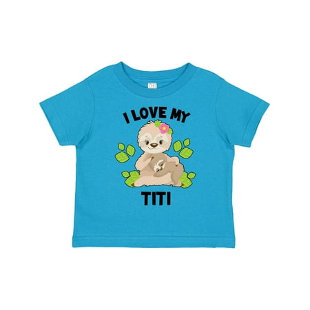 

Inktastic Cute Sloth I Love My Titi with Green Leaves Gift Toddler Boy or Toddler Girl T-Shirt
