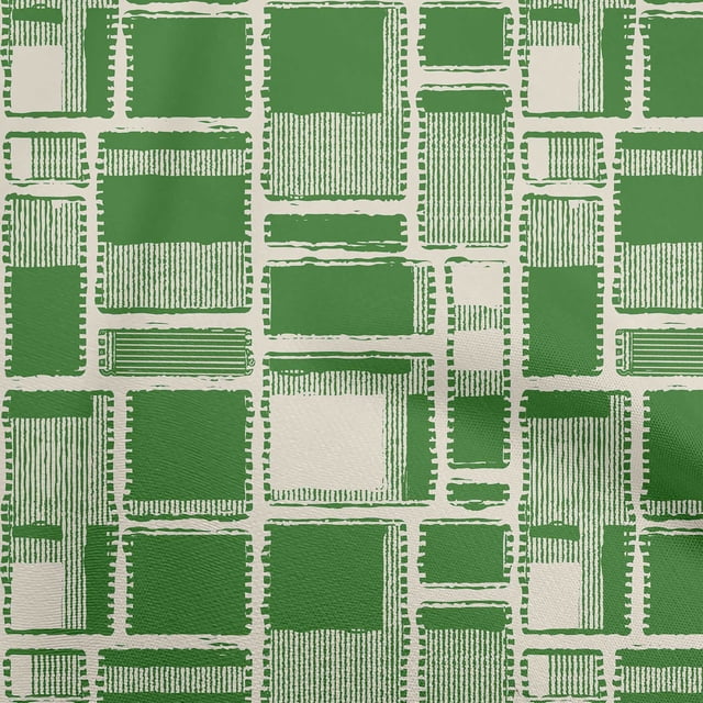oneOone Rayon Green Fabric Geometrical Sewing Craft Projects Fabric Prints By Yard 56 Inch Wide