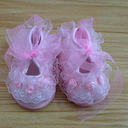 Kacakid Newborn Baby Girls Lace Flowers Cotton Princess Anti-skip Sole Shoes