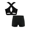 thumbnail image 3 of Hansber Girls 2 Piece Crop Tank Top with Sport Booty Shorts Tracksuit Workout Outfits Gymnastics Black 8, 3 of 6