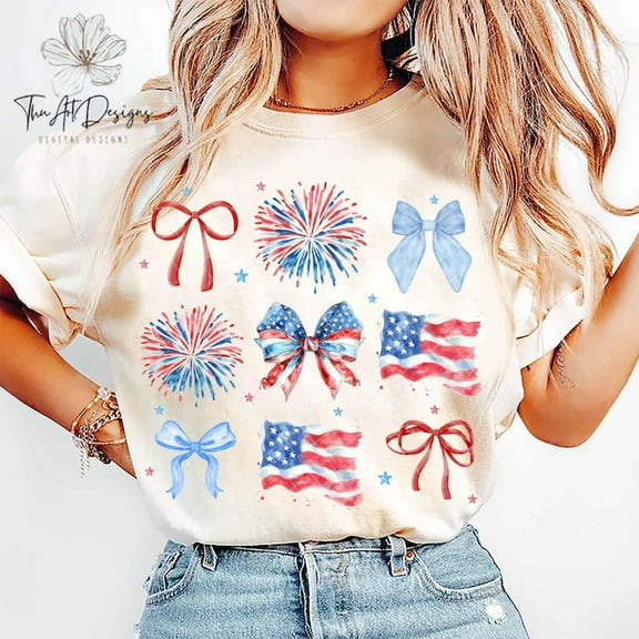 USA Coquette Bow T-shirt, Retro America Shirt, 4th of July Shirt, America Shirt, Patriotic Tee TH120643