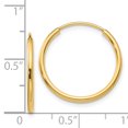 thumbnail image 2 of Boucles d'Oreilles Créoles Rondes Polies en Or Jaune 14K 1.5mm, 2 of 2