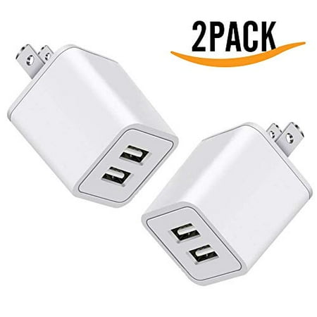 USB Charger, 5V Dual 2-Port 2.4 Amp Wall Charger USB Plug Charger Wall Plug Power Adapter Fast Charging Cube Compatible with Apple iPhone, iPad, Samsung Galaxy, Note, HTC, LG & More (White) (Best White Noise App For Ipad)